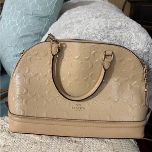 Coach Beige Embossed Satchel